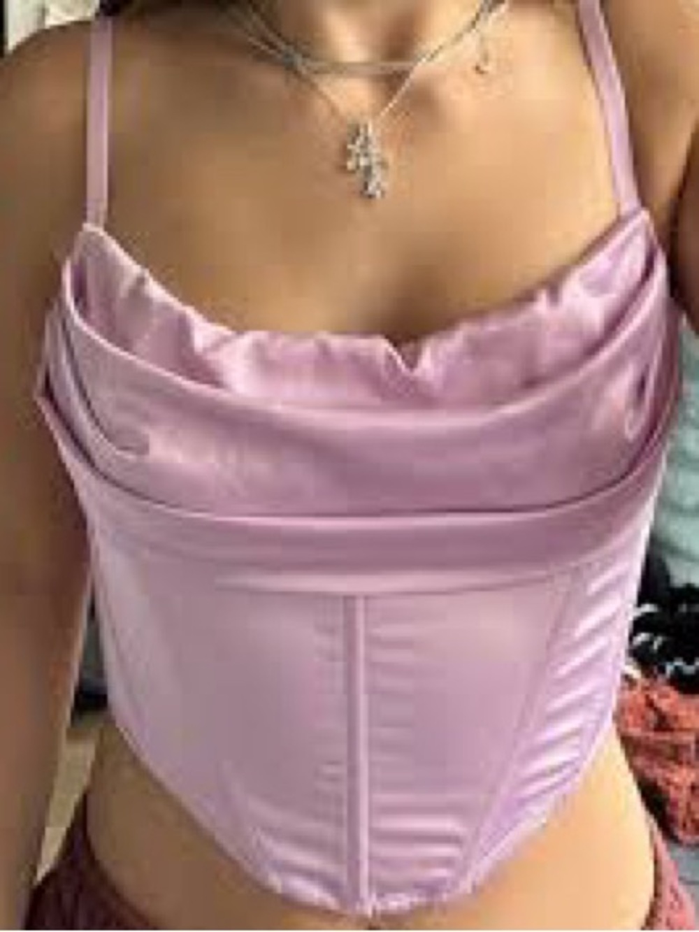 Urban Outfitters Lavender Pink Satin Corset Cami